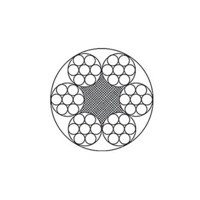 سیم بکسل فولادی گالوانیزه نشده 6×9W+IWS، 12 میلی متر، حداقل بار شکست 86.3 کیلو نیوتن، برای وینچ چاه شیب دار تامین کننده